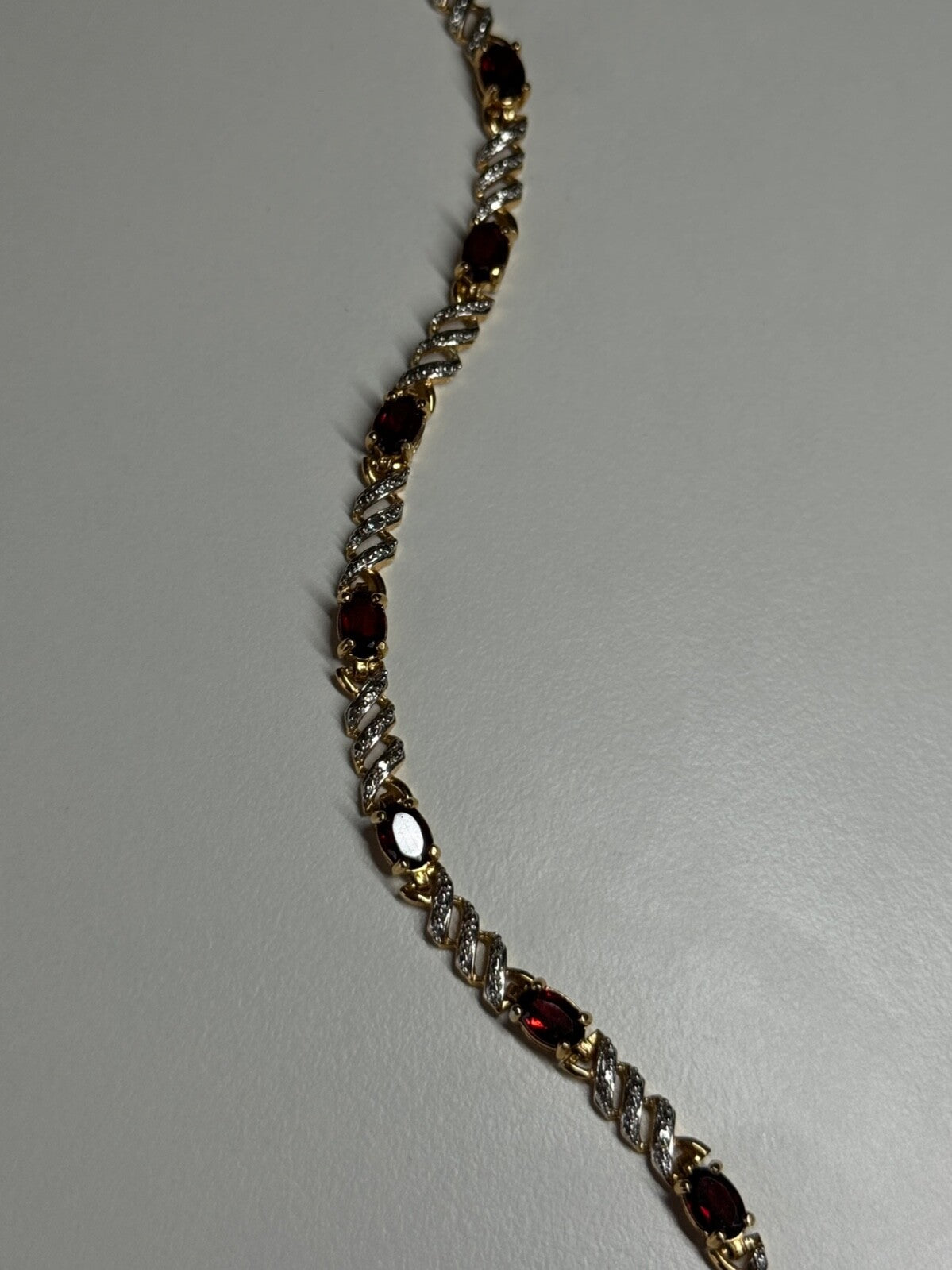 925 Sterling Silver Gold Plated Garnet Bracelet