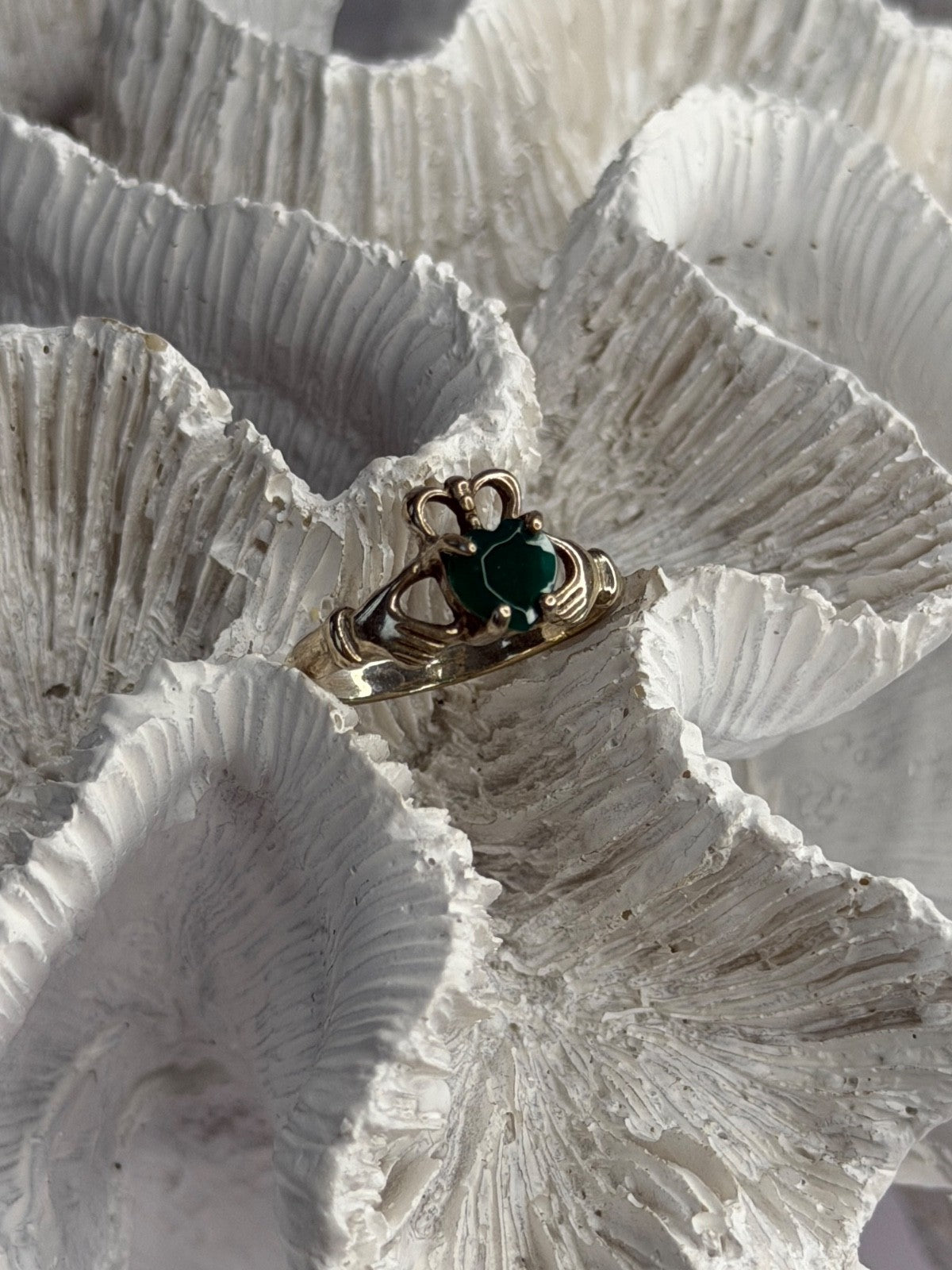 925 Sterling Silver Emerald Heart Ring Size 7