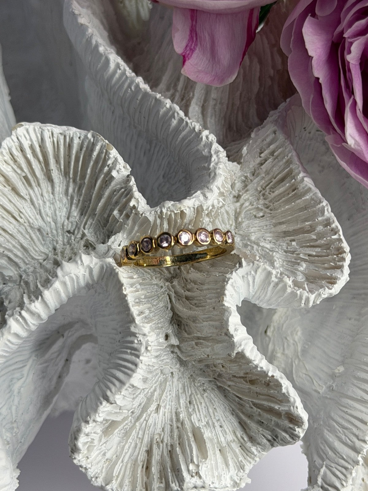 925 Sterling Silver Gold Plated Morganite Ring Size 6