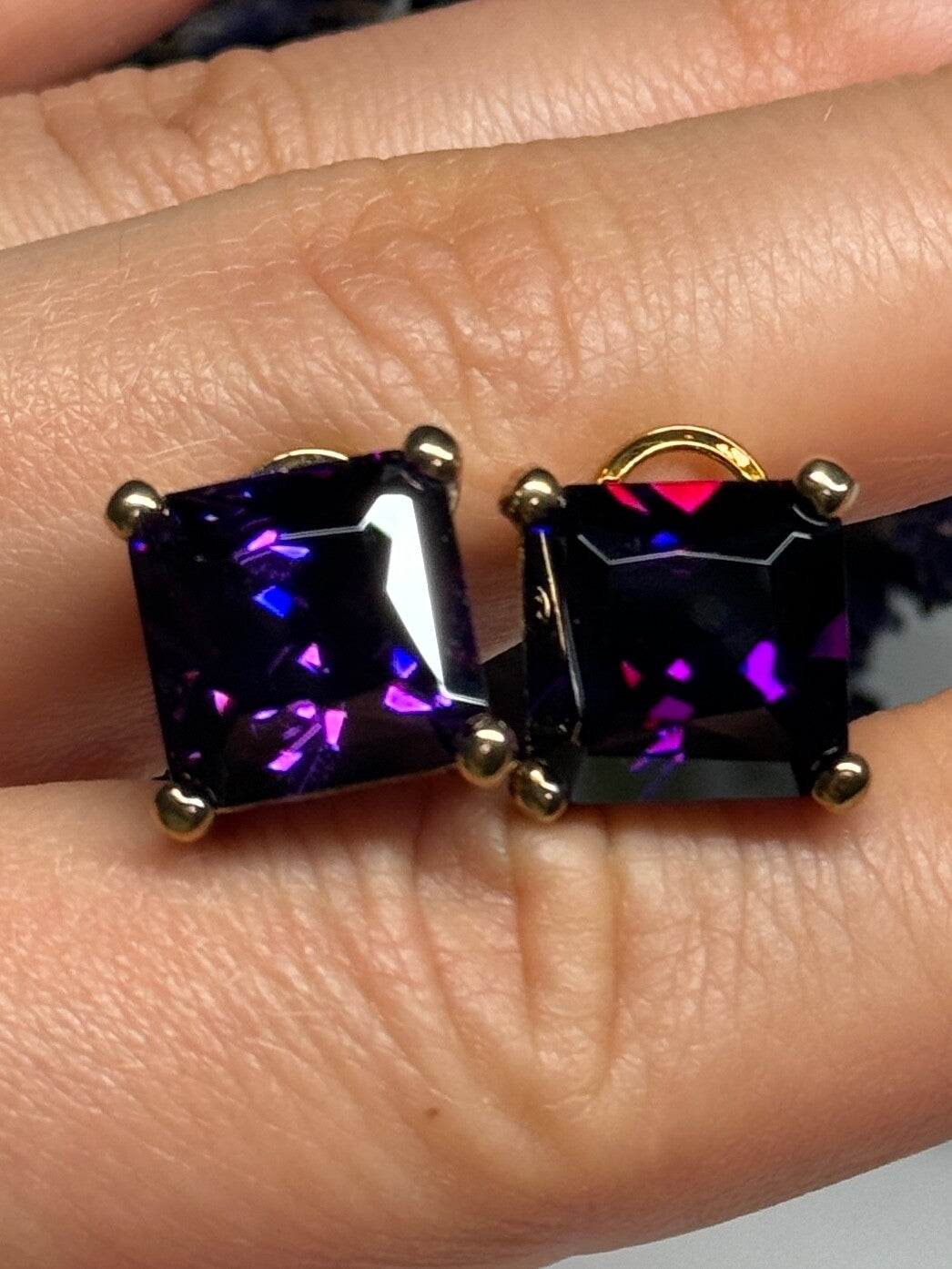 925 Sterling Silver Gold Plated Amethyst Earrings