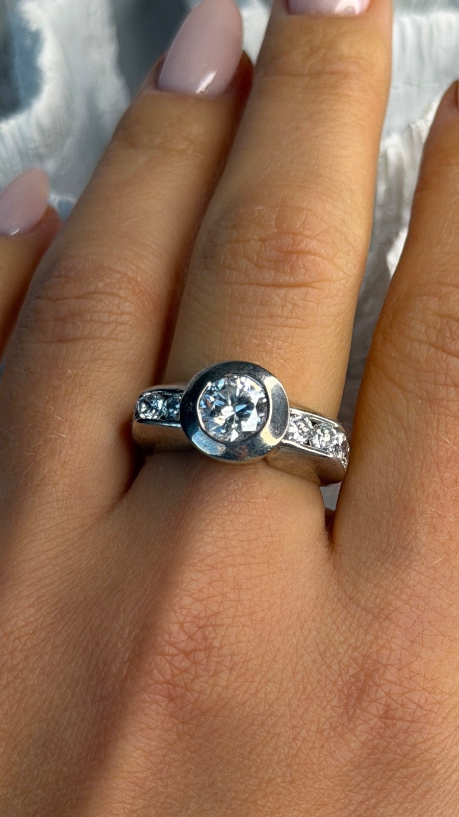 Elegant 925 Sterling Silver Cz Ring Size 8