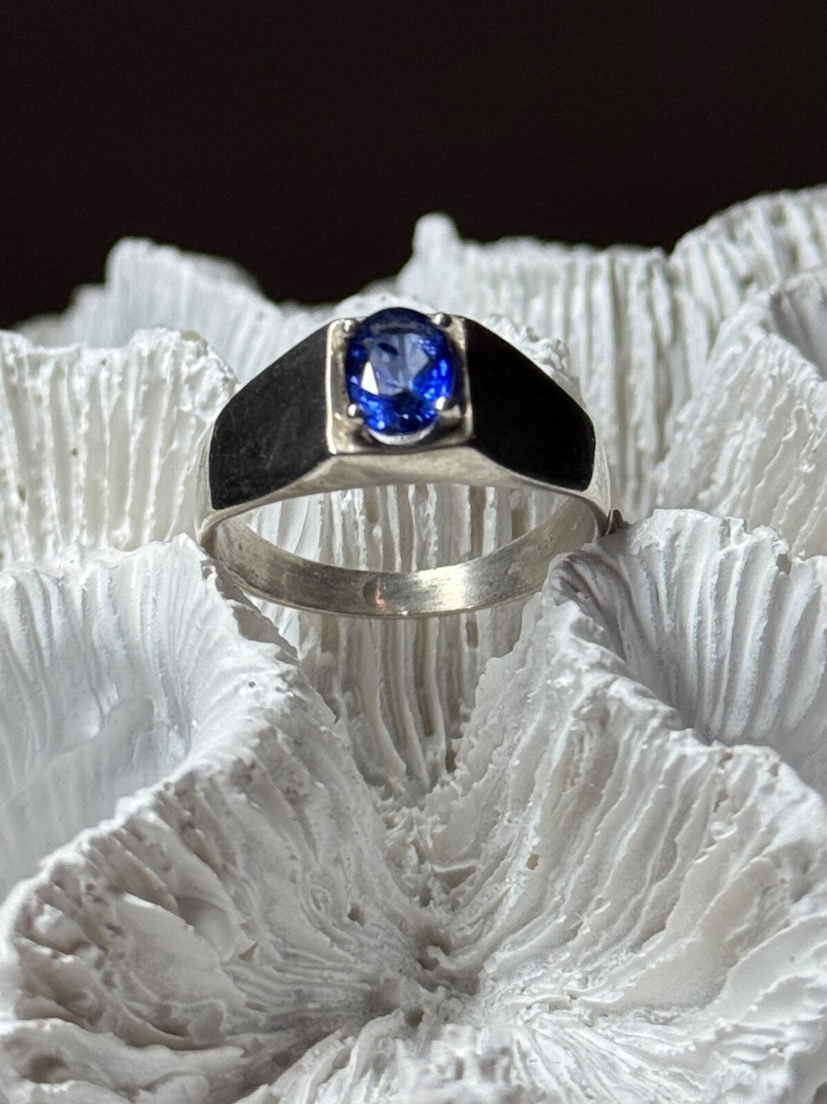 Men'S 925 Sterling Silver Sapphire Ring Size 8.5