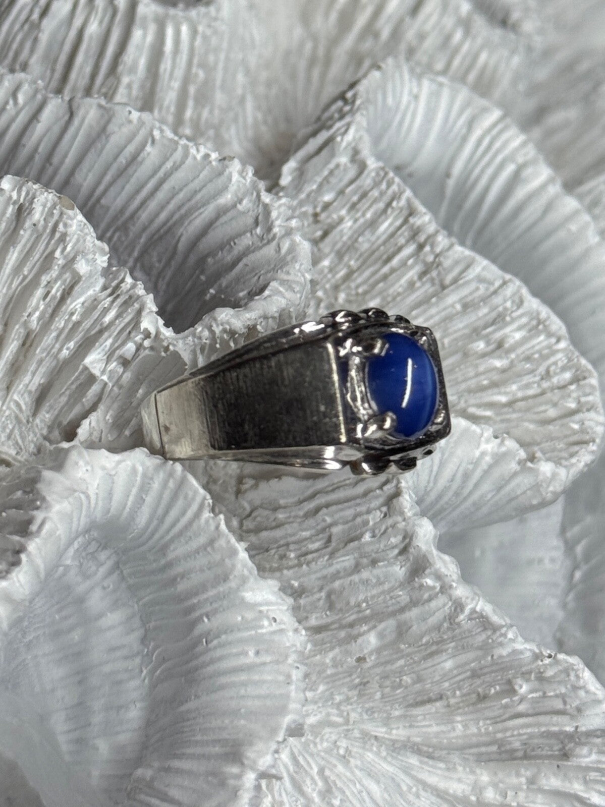 Men's 925 Sterling Silver Star Sapphire Ring Size 8.5