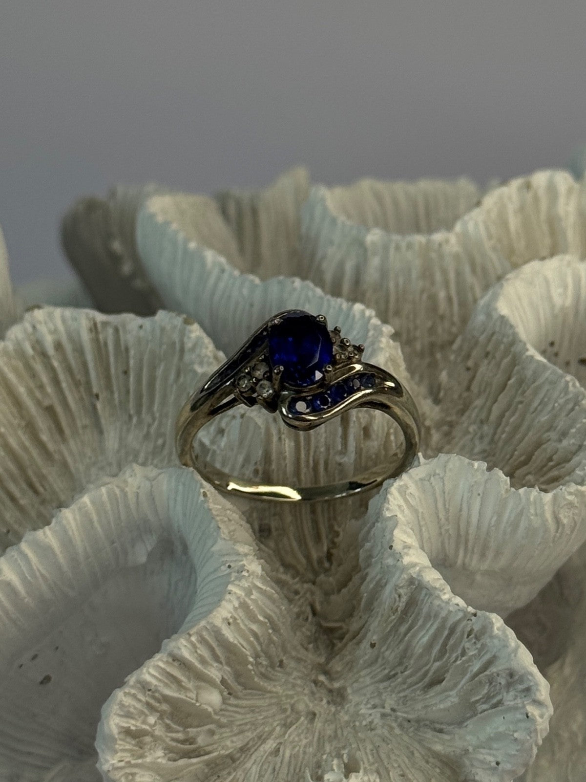 925 Sterling Silver Sapphire & Beryl Ring Size 11.5