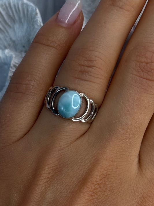 925 Sterling Silver Larimar Ring Size 7