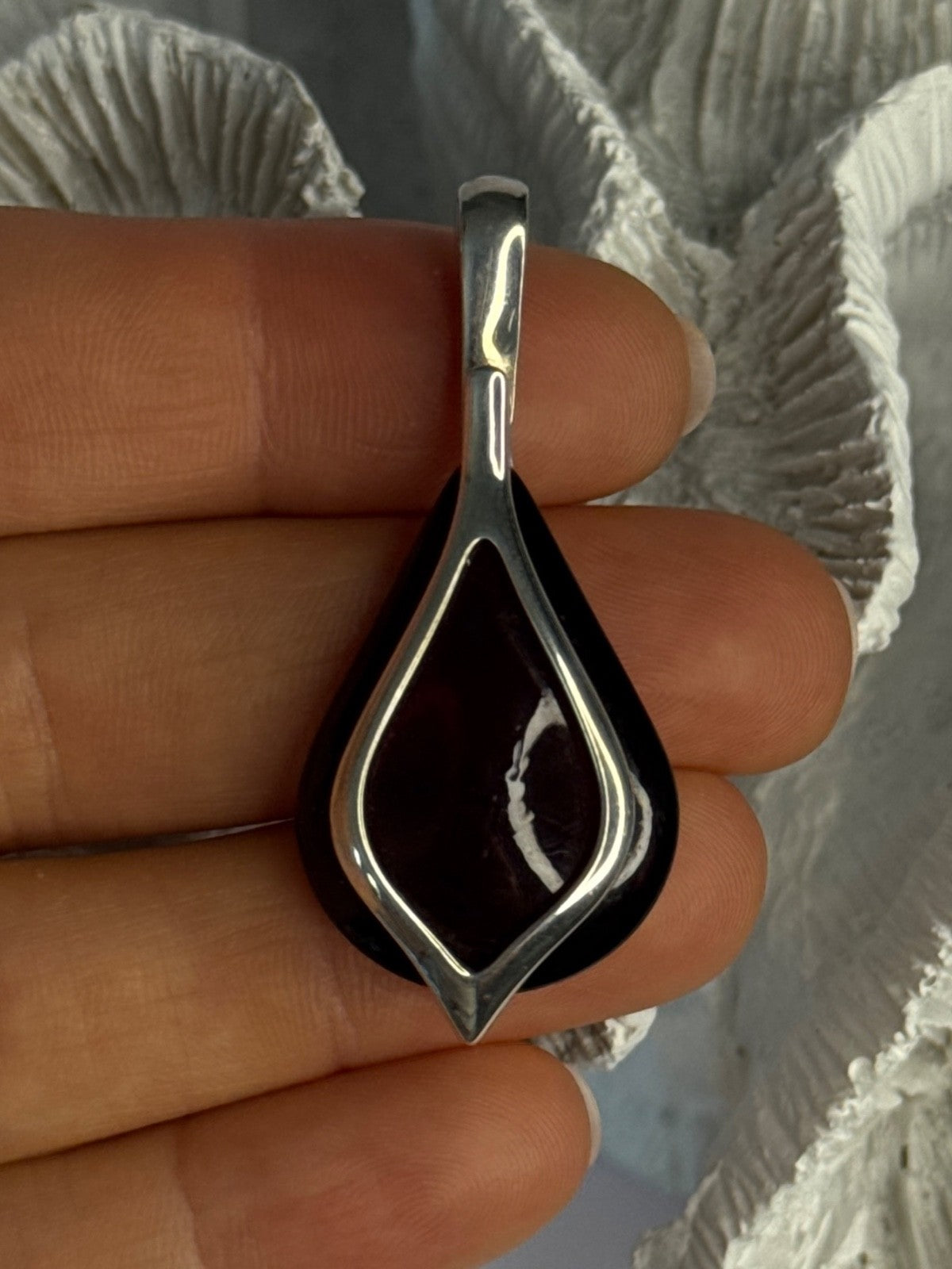 925 Sterling Silver Pyrope Garnet Pendant Length 1.90 Inch