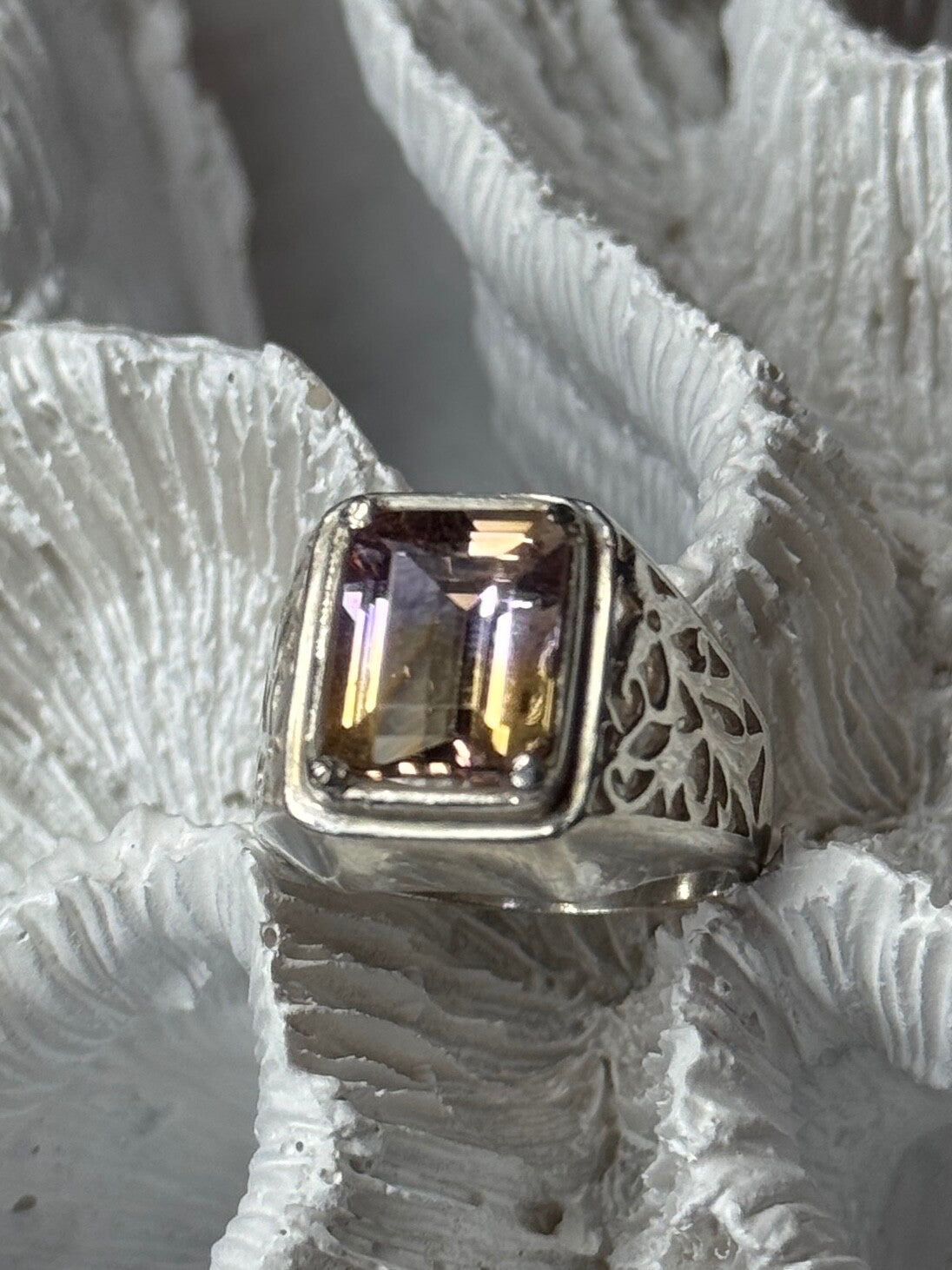 925 Sterling Silver Spinel Men's Ring Size 8