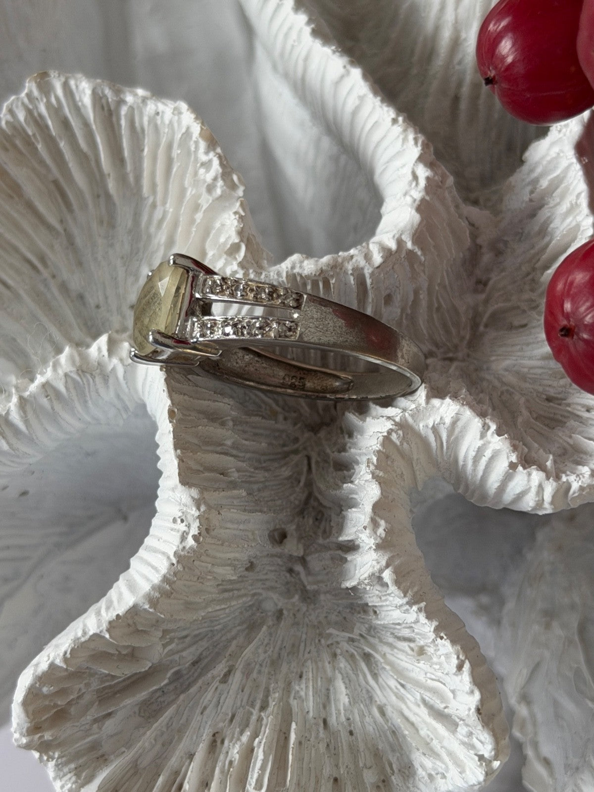 925 Sterling Silver Lemon Citrine Ring Size 8