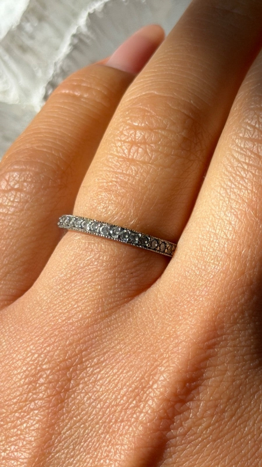 Minimalist Design 925 Sterling Silver Cz Ring Size 6