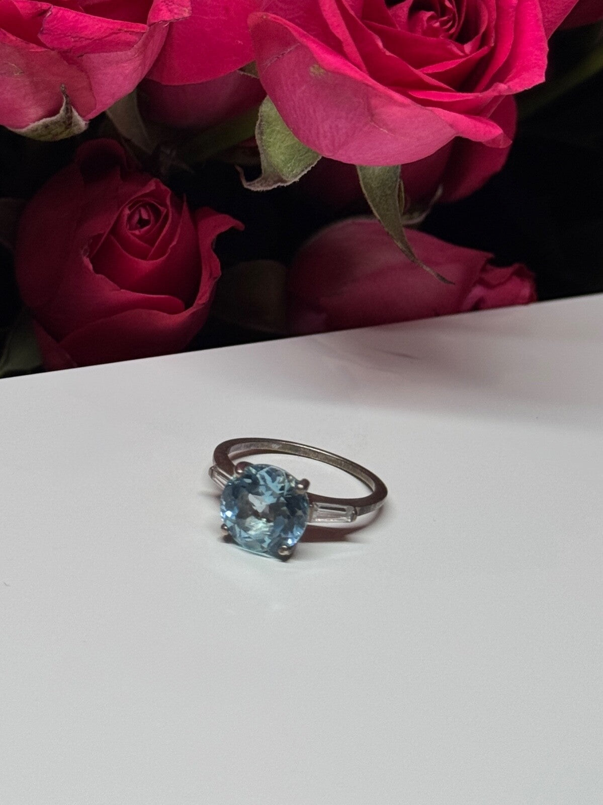 925 Sterling Silver Topaz & Beryl Ring Size 6