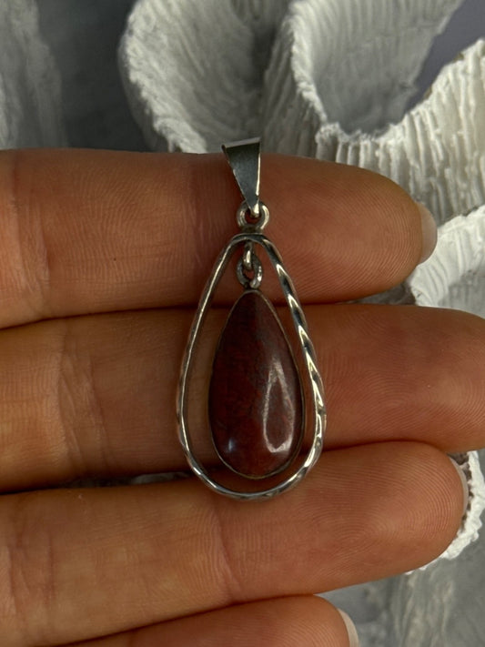 Vintage 925 Sterling Silver Carnelian Pendant Length 1.60 Inch