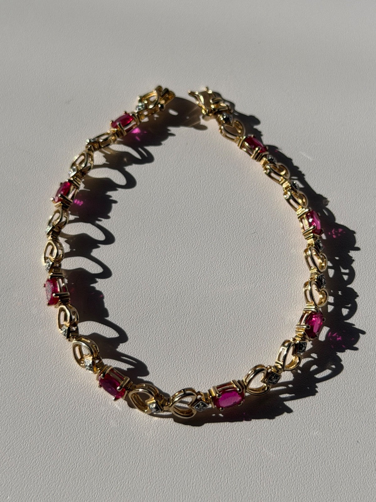 925 Sterling Silver Gold Plated Pink Topaz Bracelet