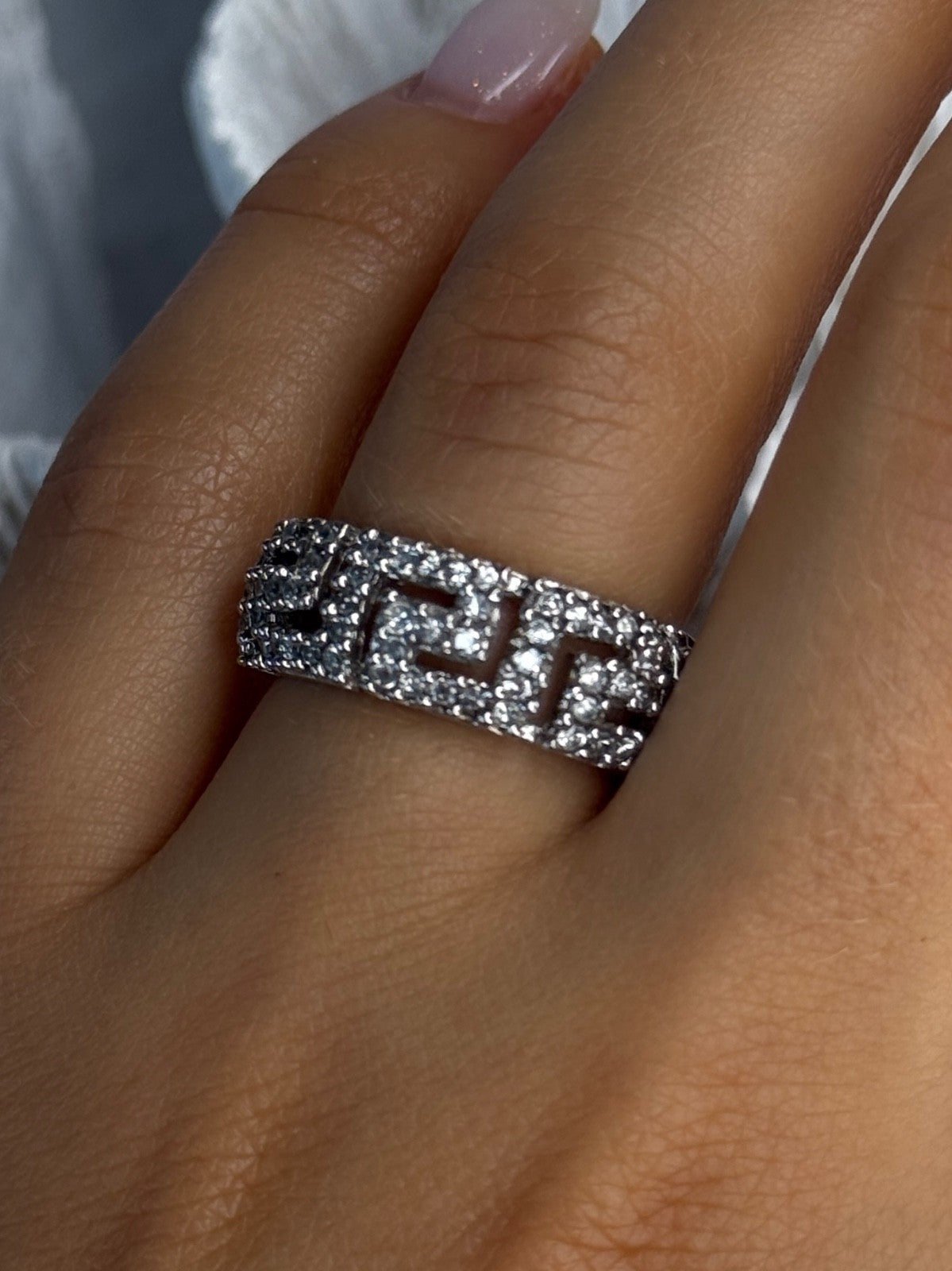Elegant Design 925 Sterling Silver Beryl Ring Size 7.5