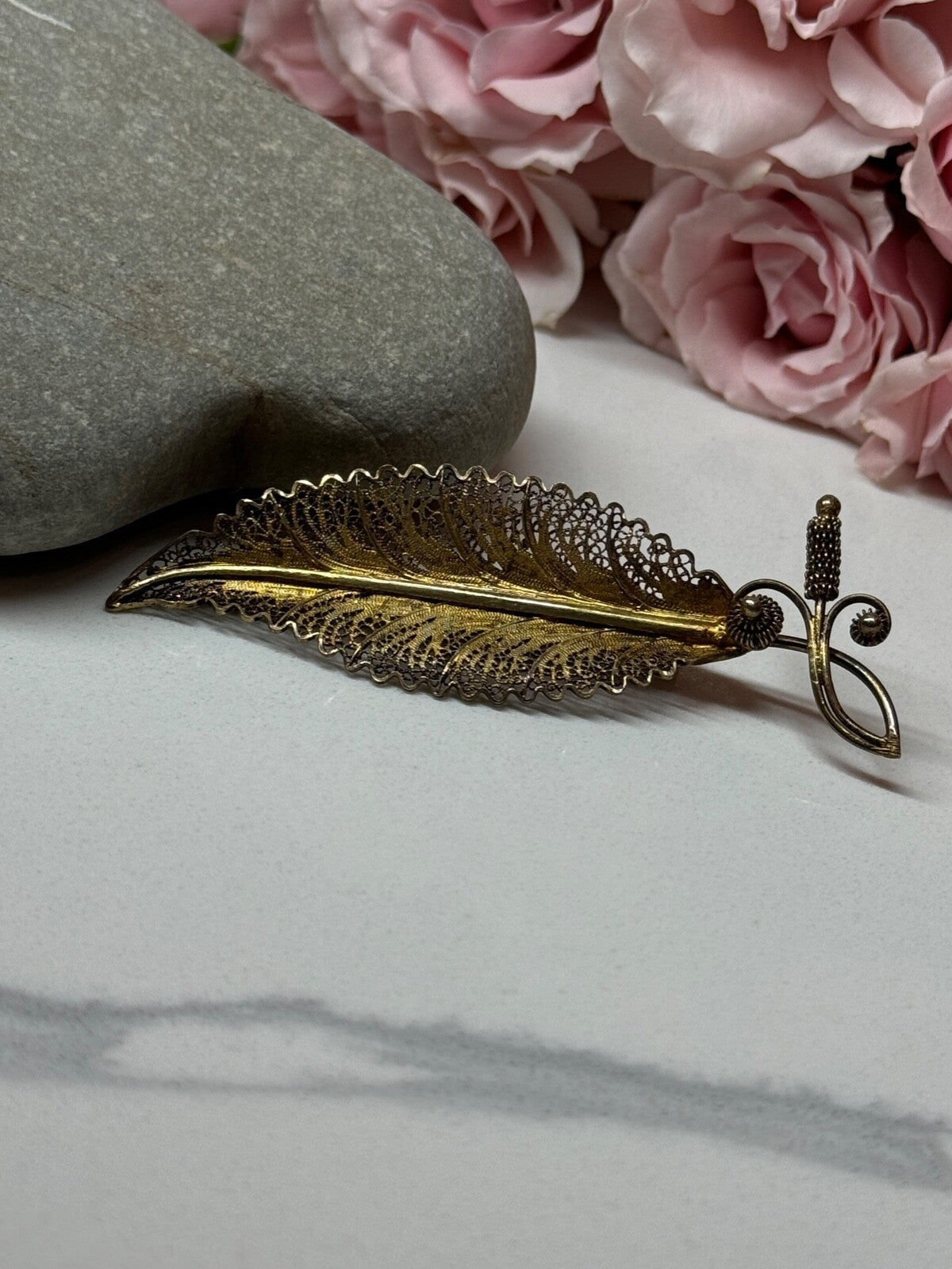 925 Sterling Silver Gold Plated Brooch