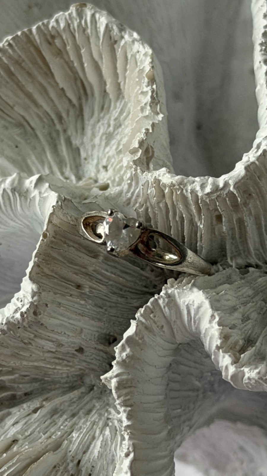 925 Sterling Silver White Topaz Heart Ring Size 6.5