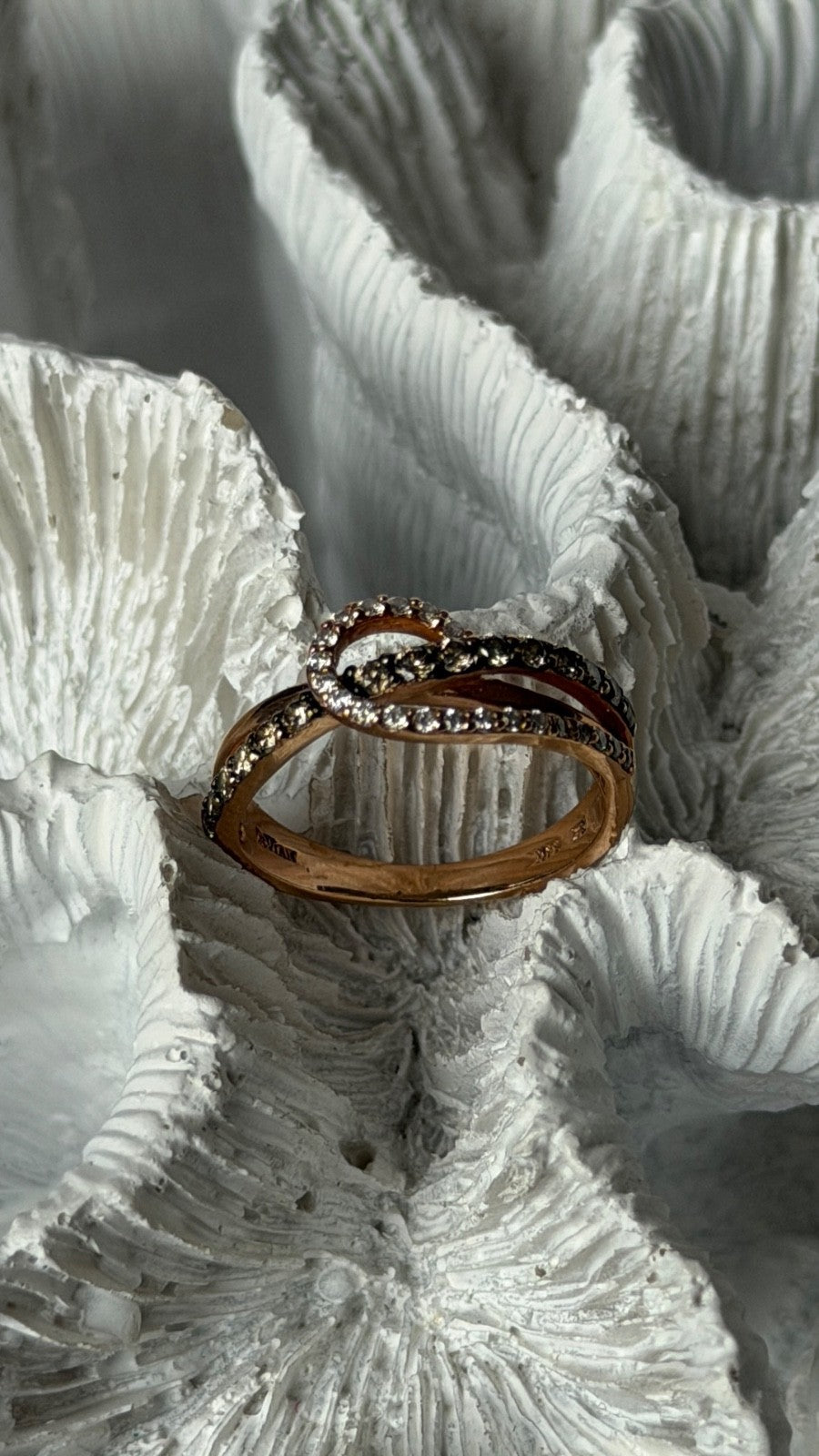 Le Vian 14K Rose Gold Chocolate & White Diamonds 0.50 cts Ring Size 6.5