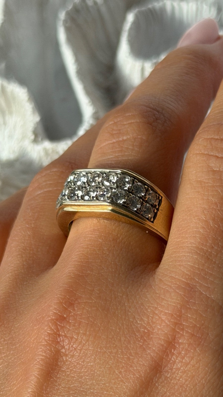 Men's 10K Yellow Gold Diamond 3 ct Ring Size 11.5