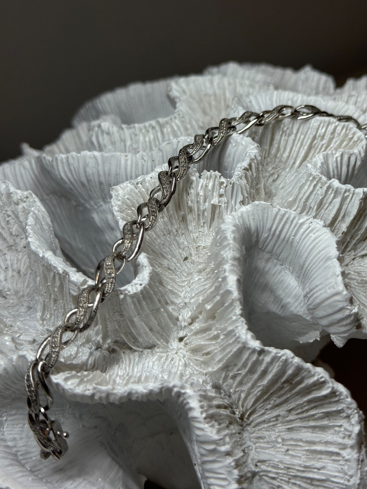 925 Sterling Silver Bracelet Diamonds Length 7.5