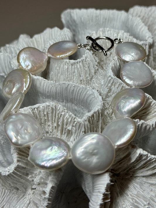 925 Sterling Silver Water Fresh Pearl Bracelet Length 8 Inch