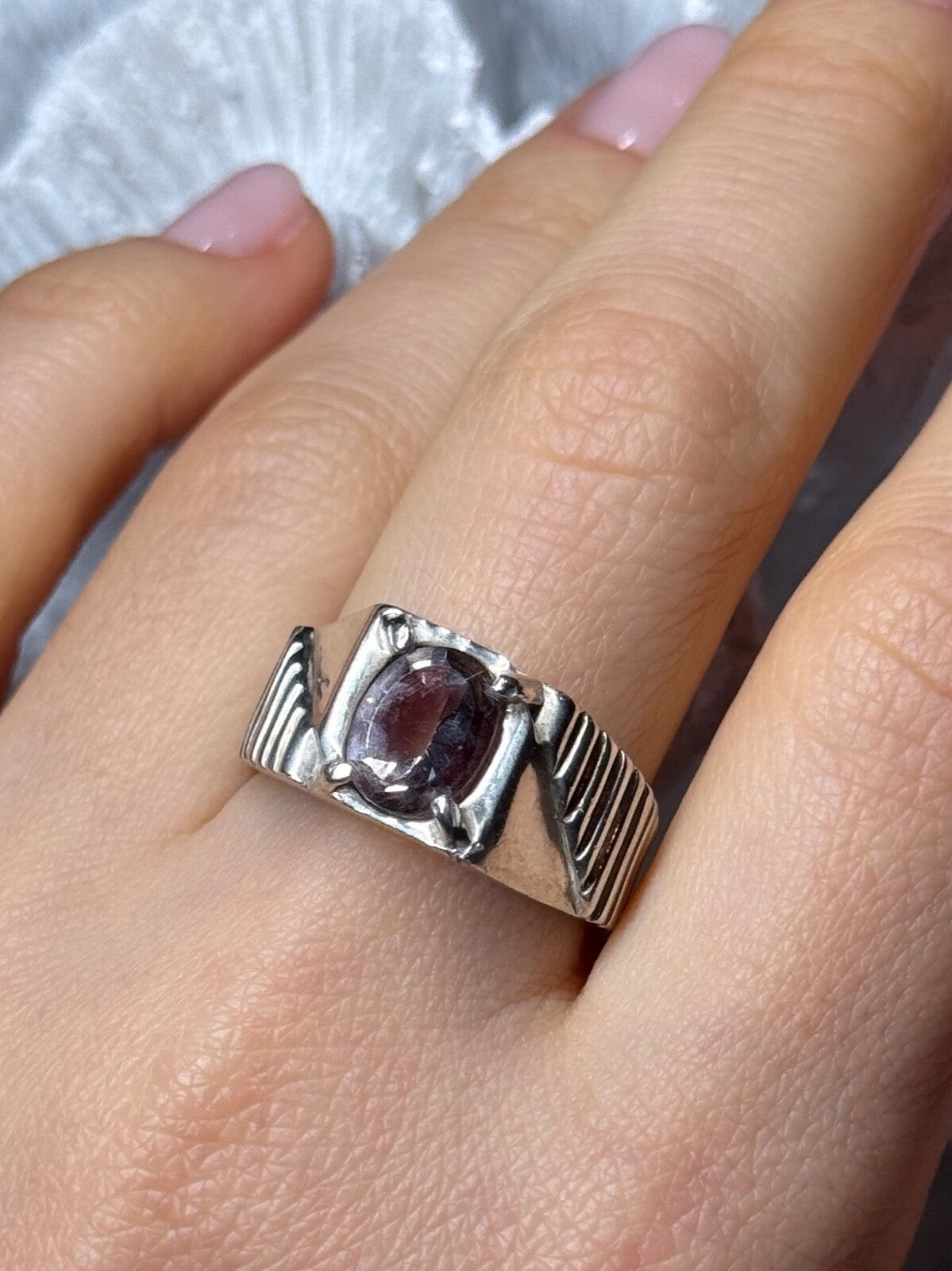 Men's 925 Sterling Silver Spinel Ring Size 8.5