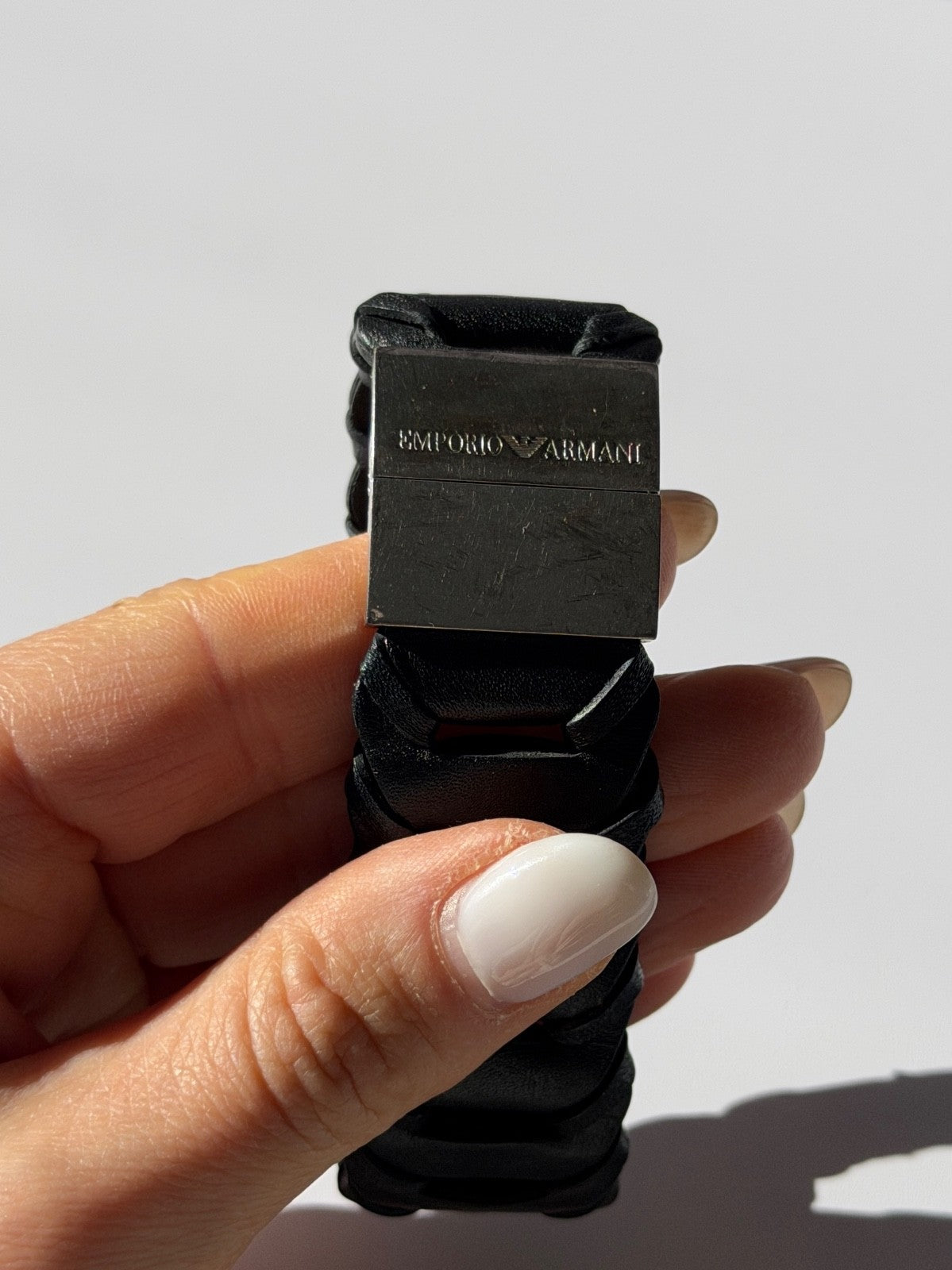 Emporio Armani Leather & 925 Sterling Silver Bracelet