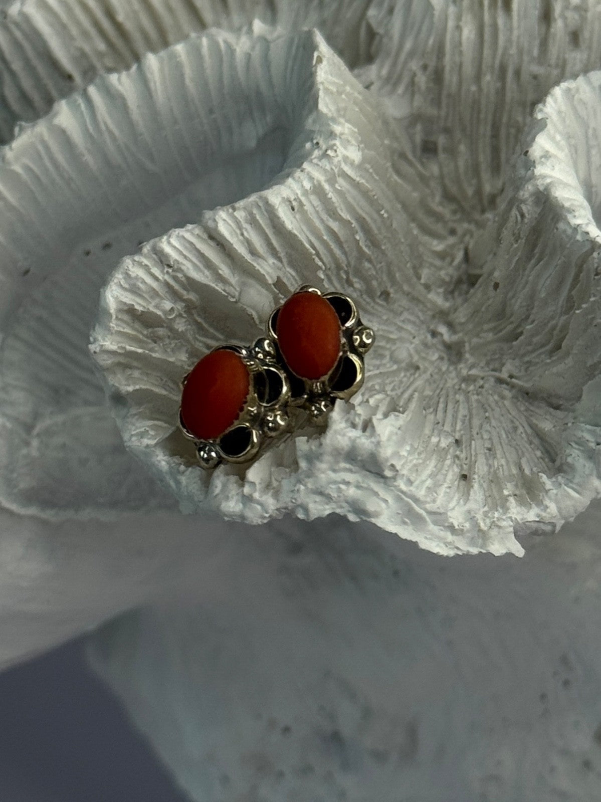 925 Sterling Silver Carnelian Stud Earrings Length 0.40 Inch