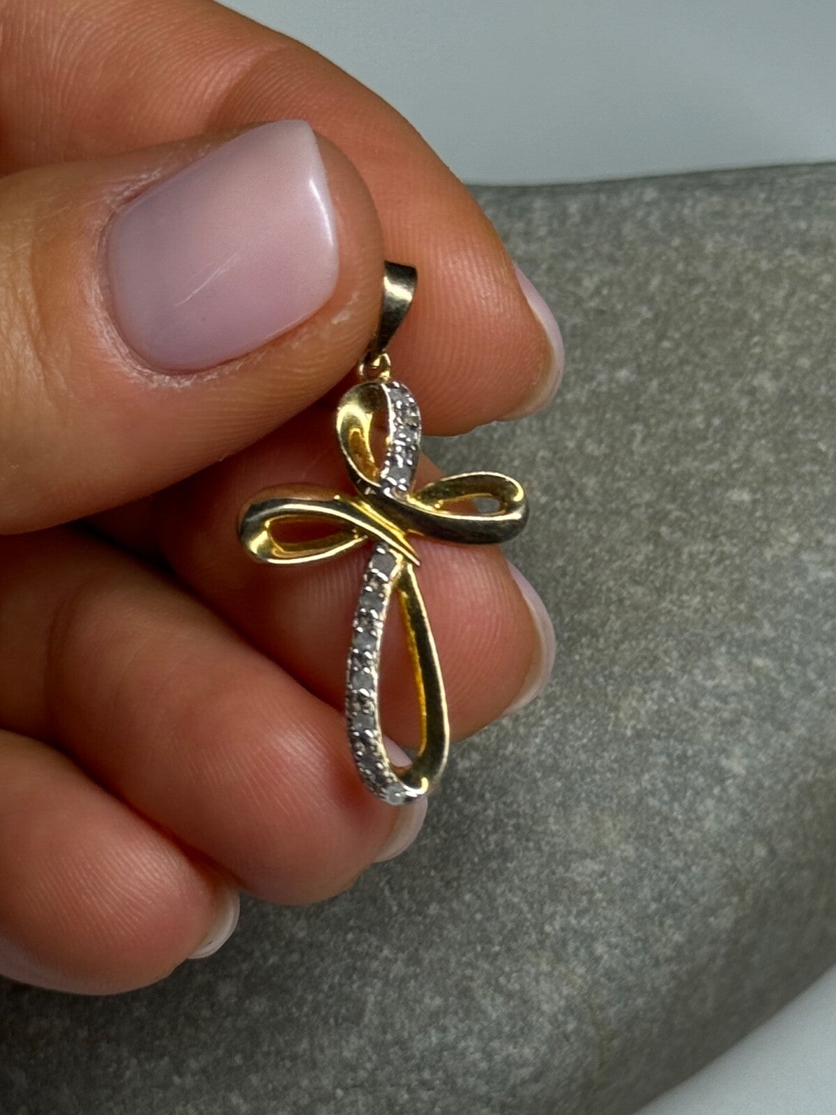 925 Sterling Silver Gold Plated Beryl Cross Length 32 Mm