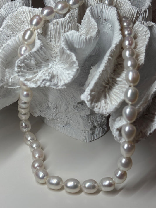 925 Sterling Silver Freshwater Pearls Necklace Length 18 IN