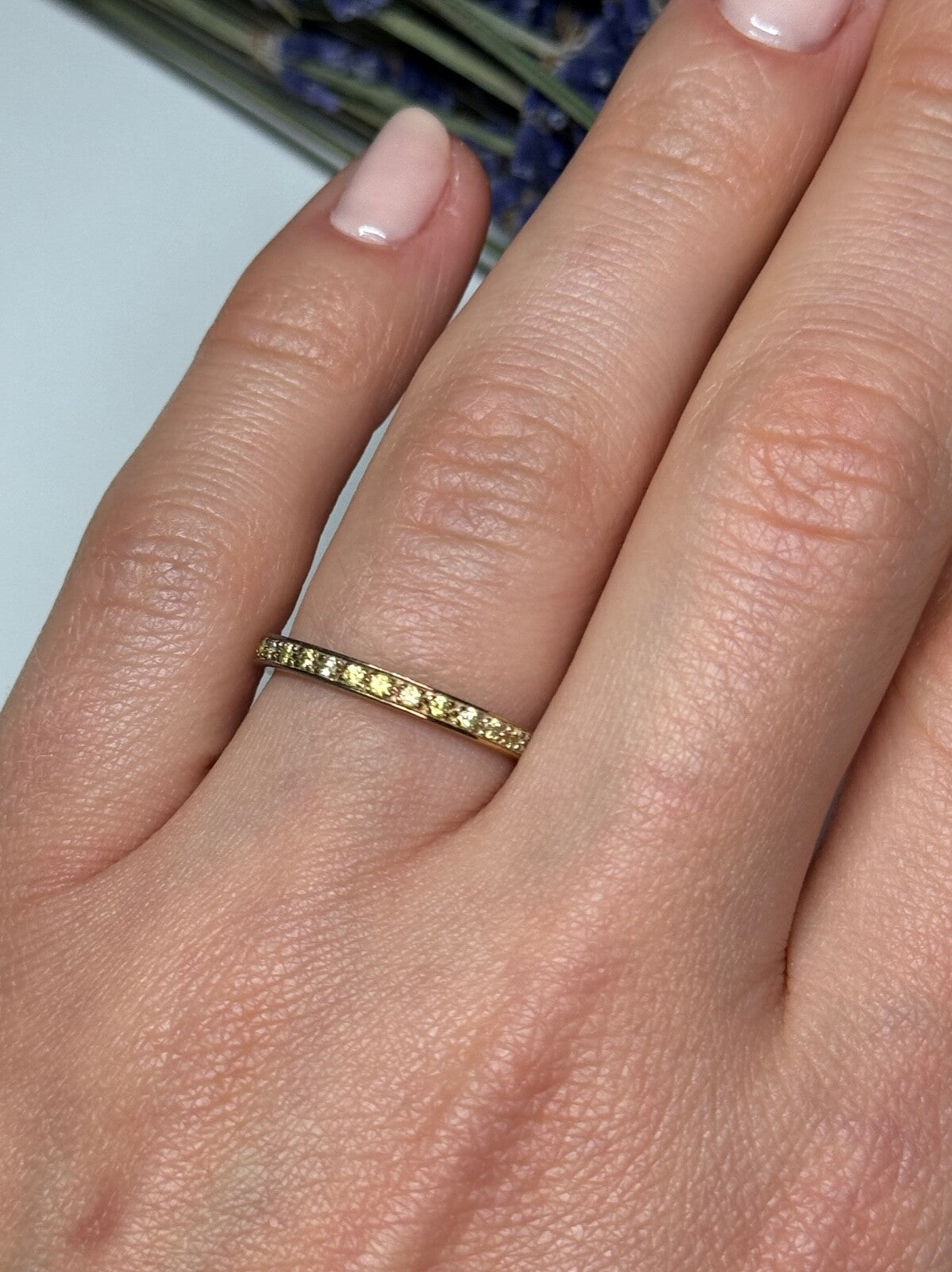 925 Sterling Silver Gold Plated CZ Ring Size 6.5