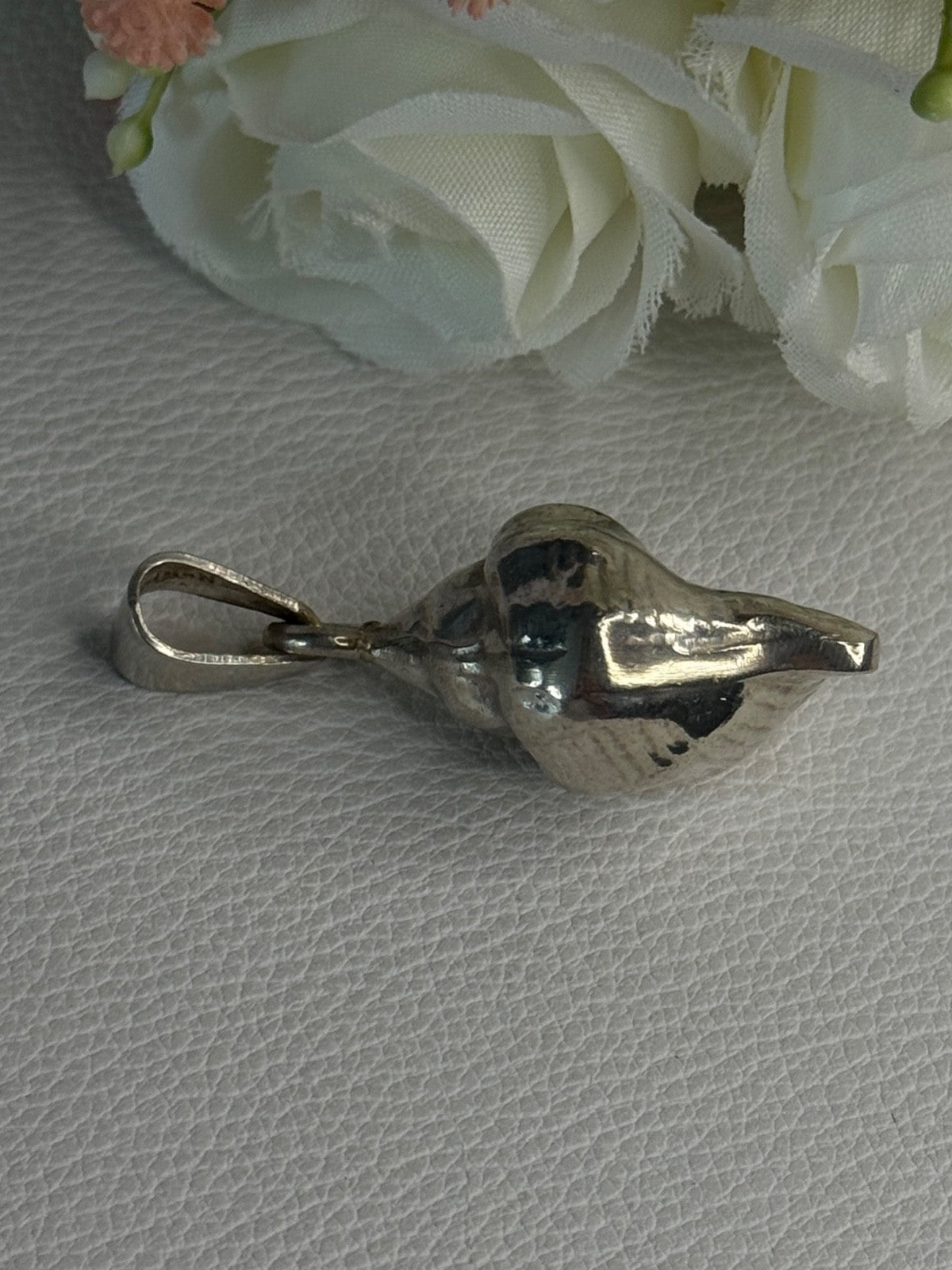 925 Sterling Silver Shell Pendant Length 1.80 Inch
