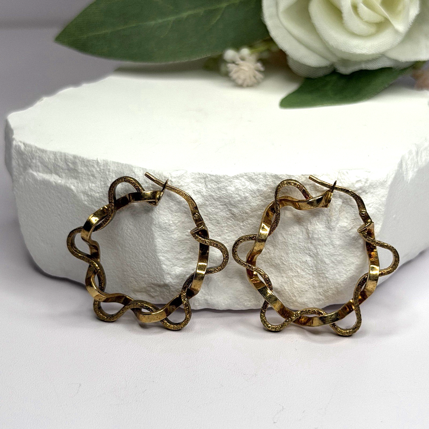Italy 925 Sterling Silver Gold Plated Earrings