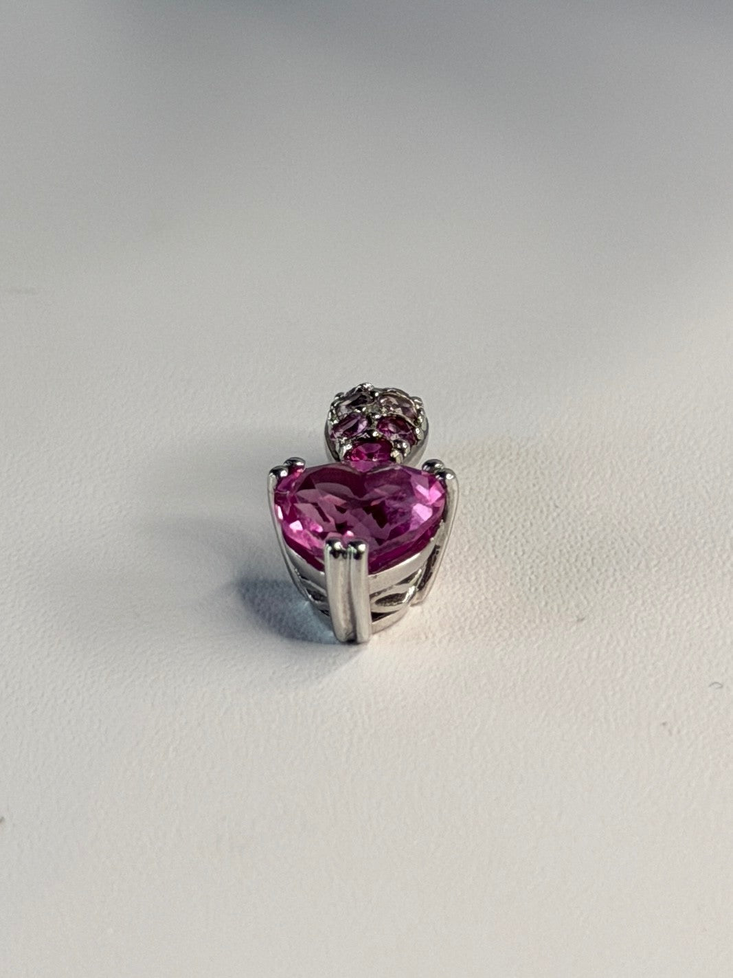 10K White Gold Pink Topaz Heart Pendant