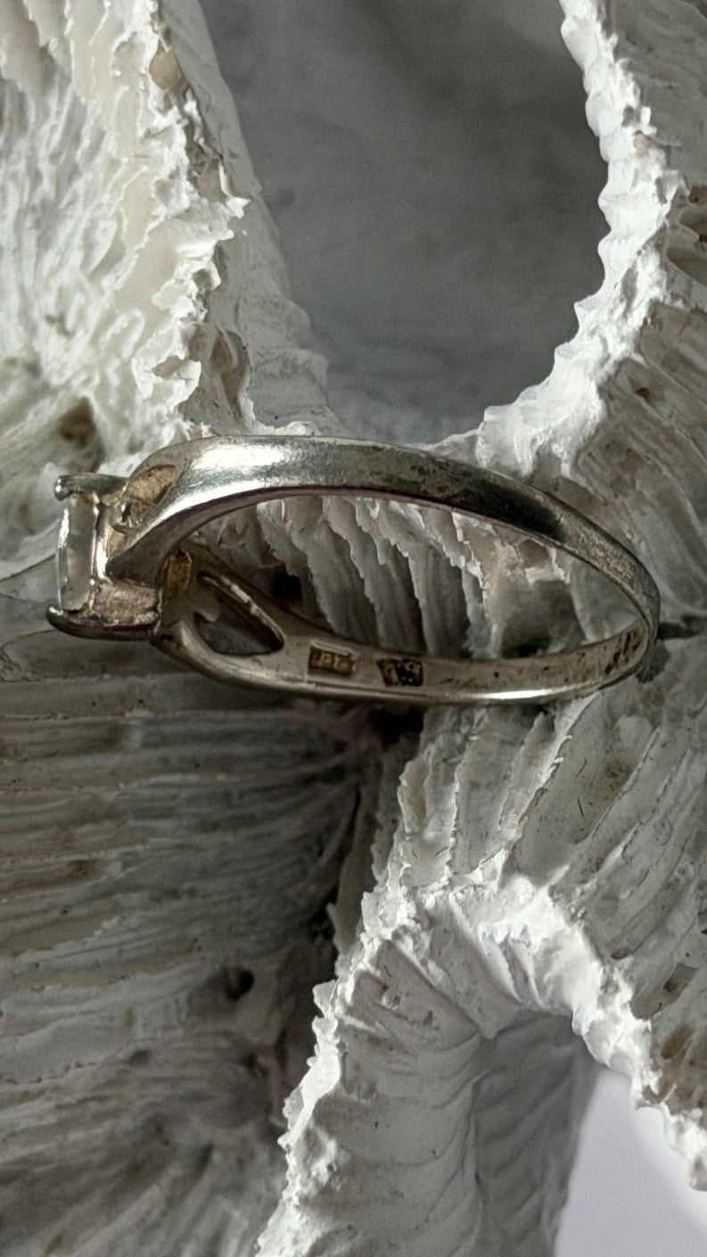 925 Sterling Silver White Topaz Heart Ring Size 6.5