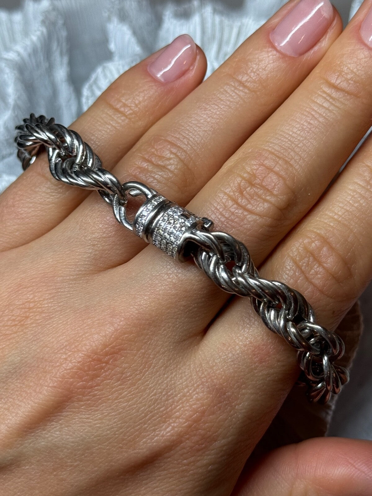925 Sterling Silver CZ Bracelet Length 9 Inch