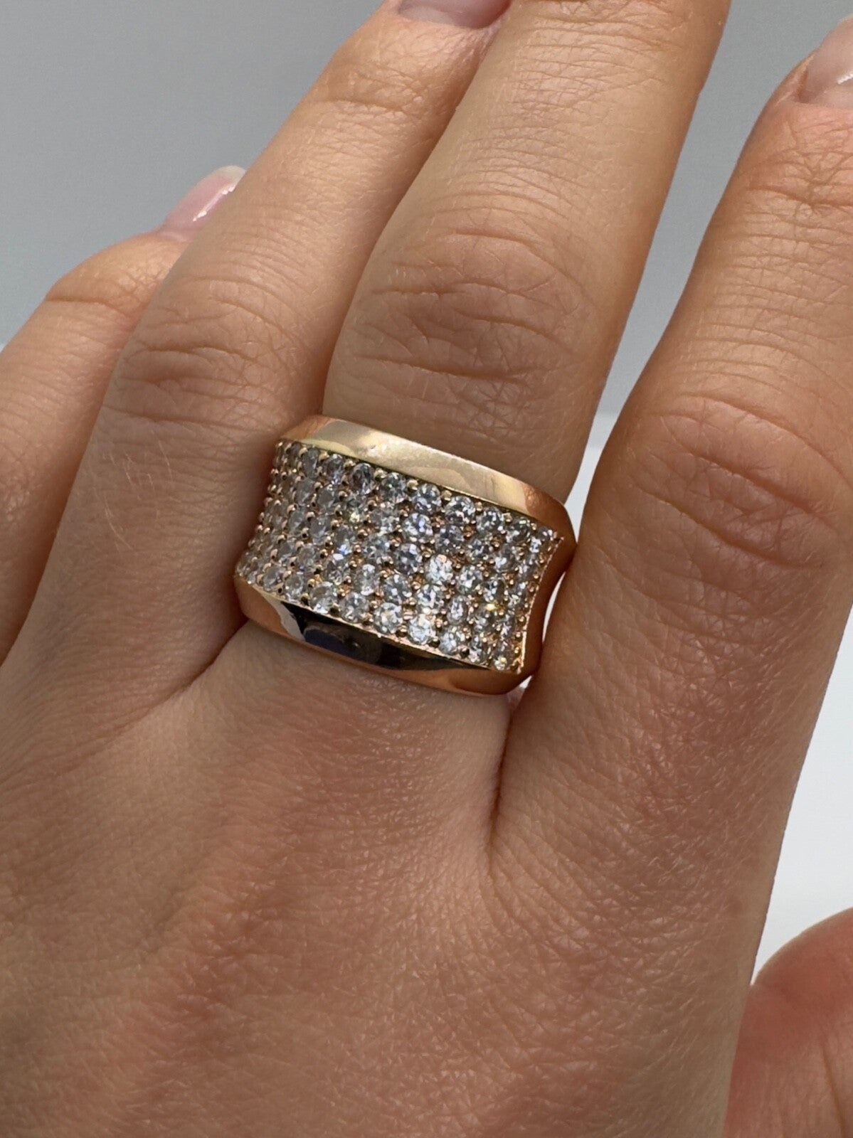925 Sterling Silver Gold Plated & CZ Ring Size 7