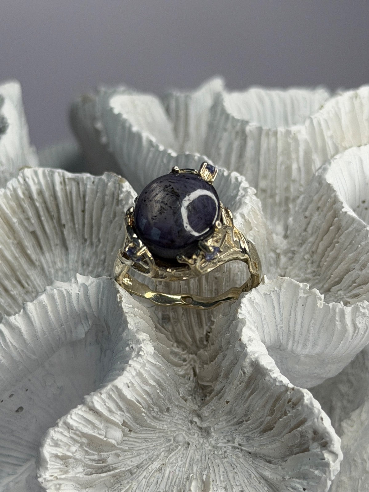 925 Sterling Silver Blue Tumbled Sapphire & Iolite Ring Size 9