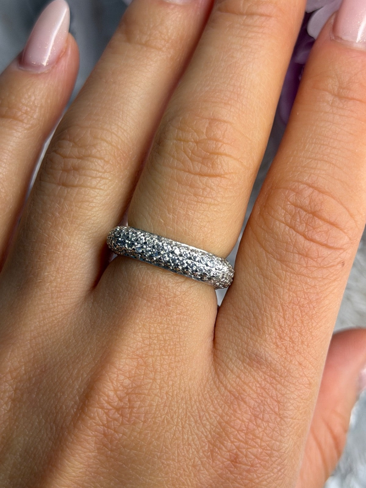 Unique Design 925 Sterling Silver Cz Ring Size 7