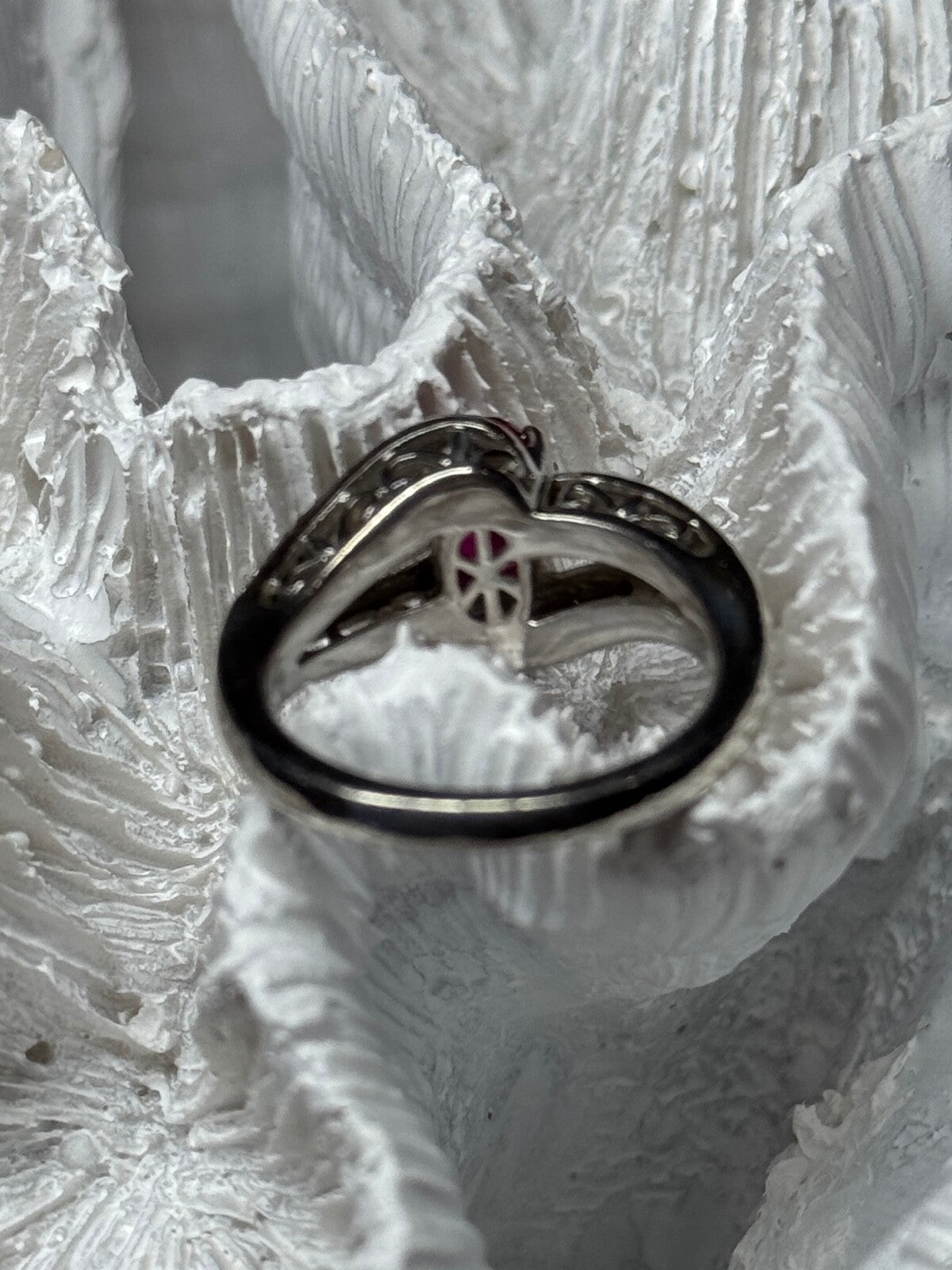925 Sterling Silver Ruby Ring Size 6