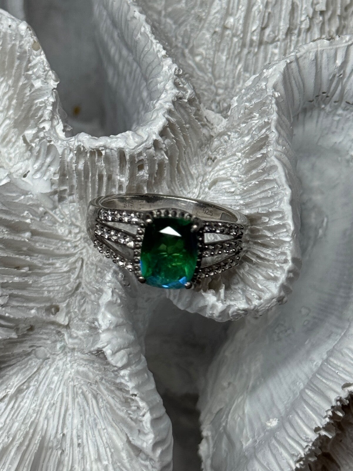 925 Sterling Silver Spinel & Beryl Ring Size 7.5