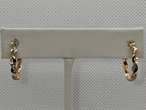 10K Yellow Gold Diamonds 0.3 Carat Earrings Length 18 mm