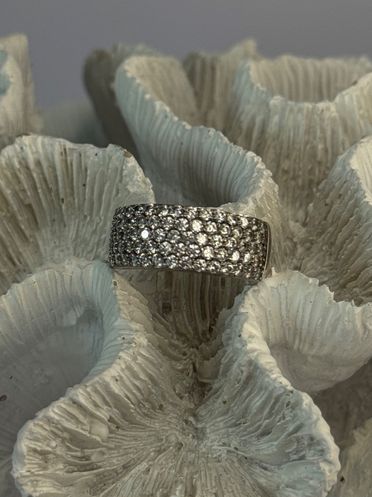 Elegant 925 Sterling Silver White Topaz Ring Size 6.5