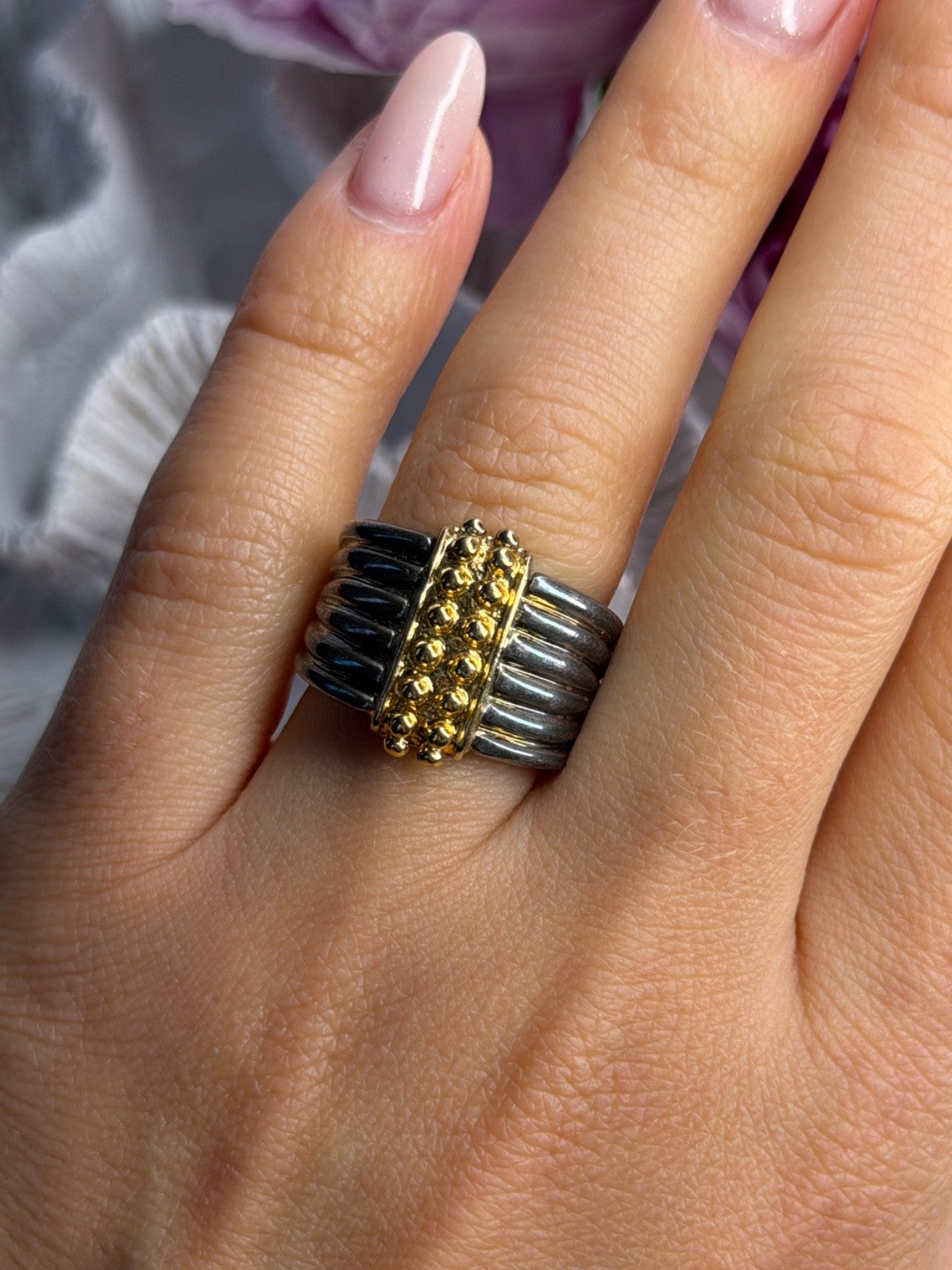 Italy Milor 925 Sterling Silver Gold Plated Part Ring Size 7