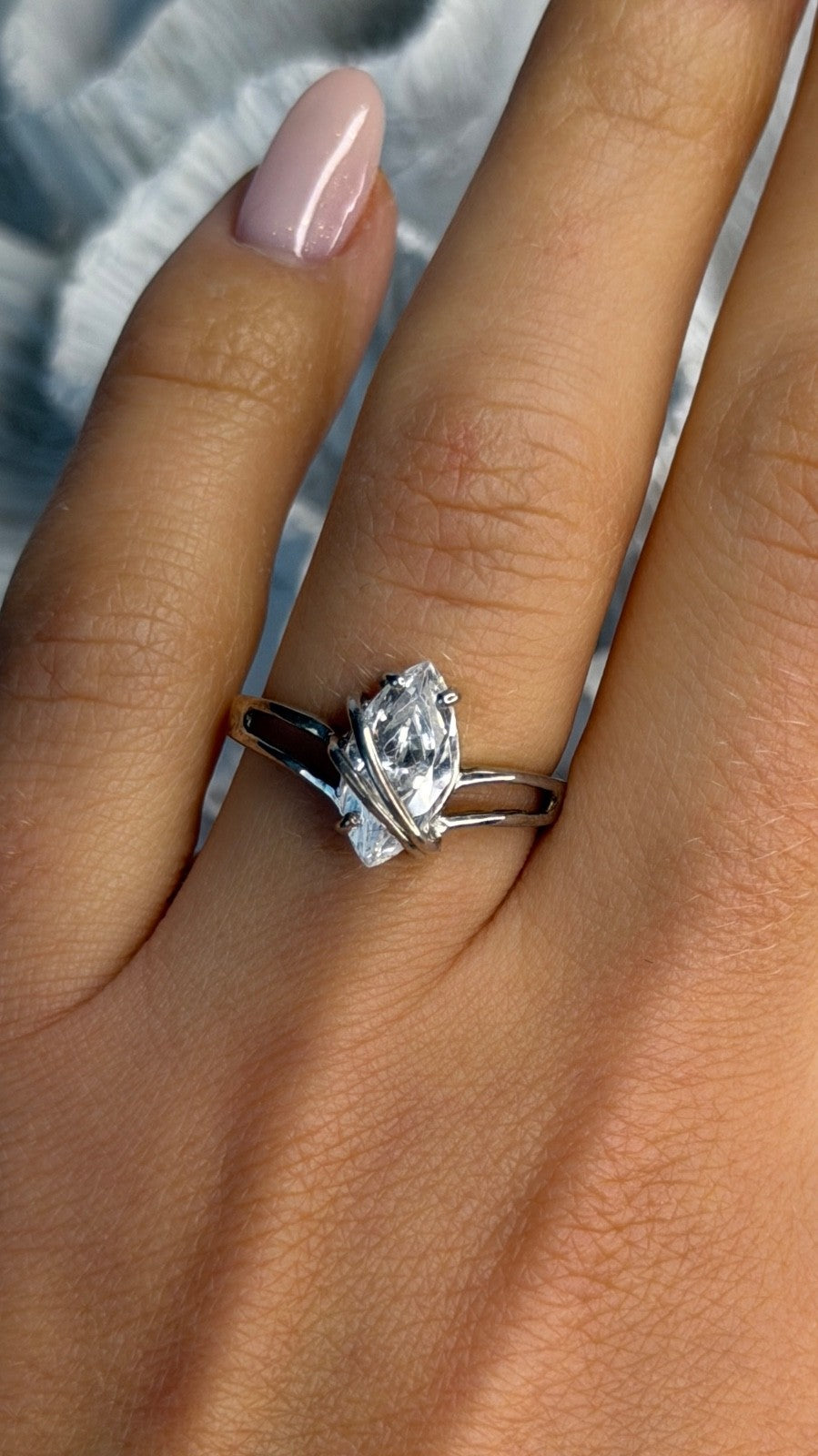 Elegant 925 Sterling Silver Cz Ring Size 8