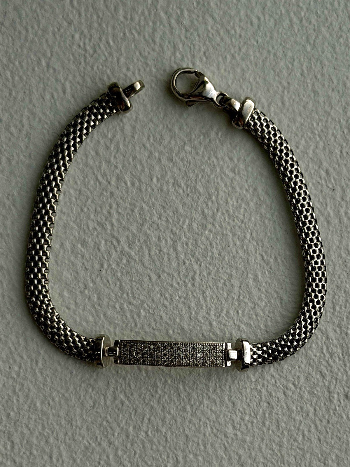 Italy Elegant 925 Sterling Silver White Colorless Topaz Bracelet 7