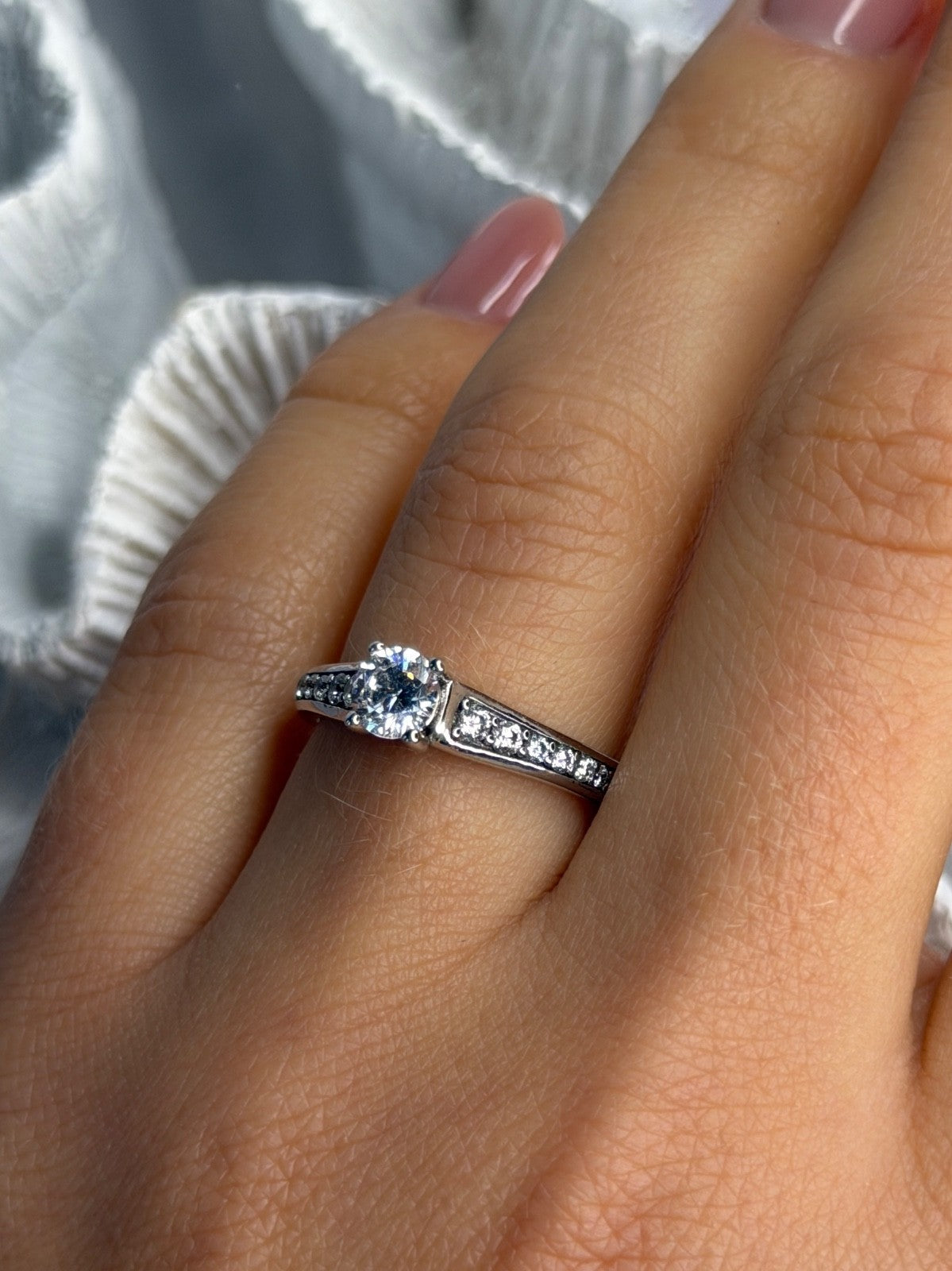 GOC 925 Sterling Silver Cz 1.32 ct Ring Size 7