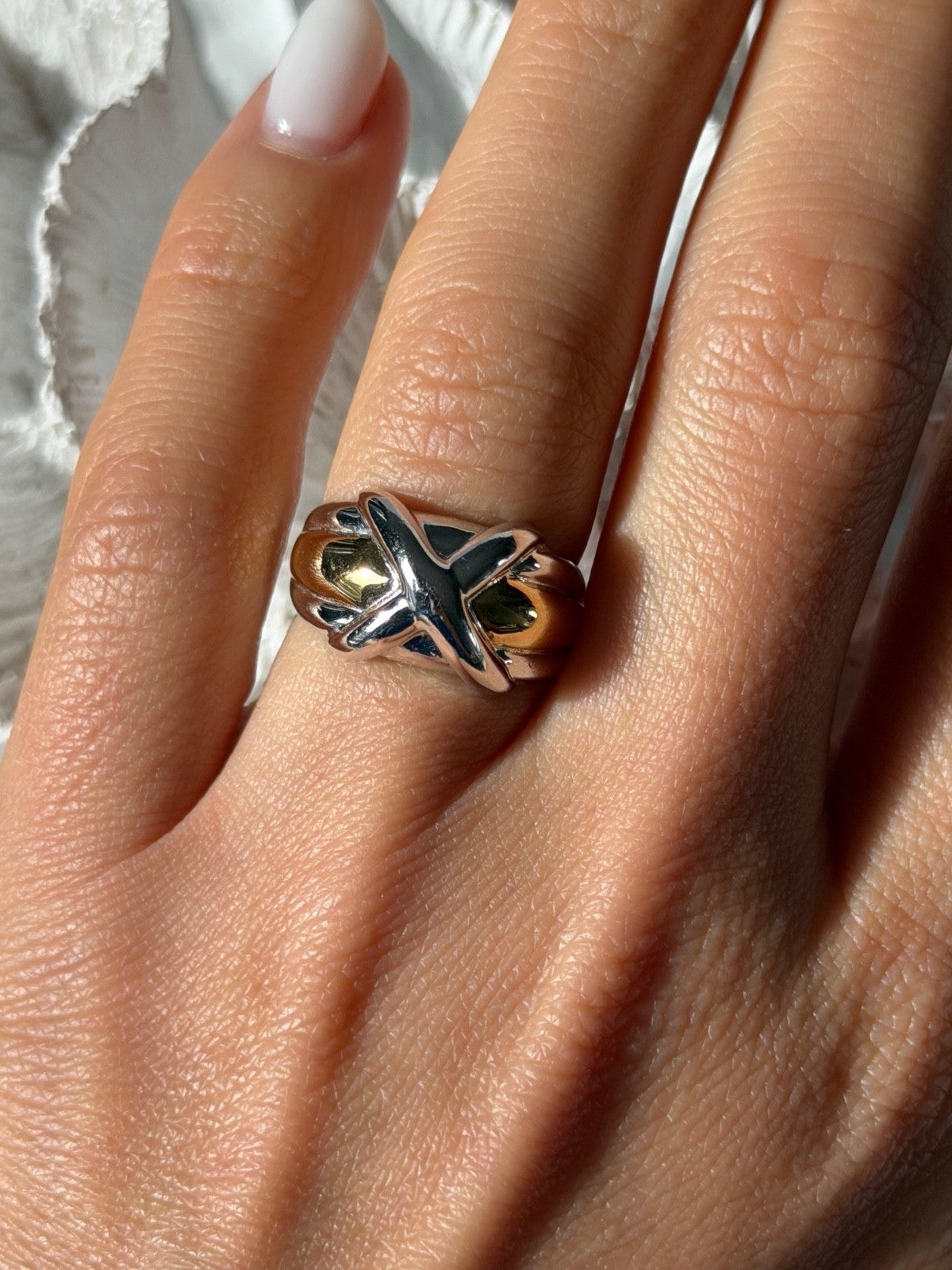 925 Sterling Silver Gold Plated Part Ring Size 7