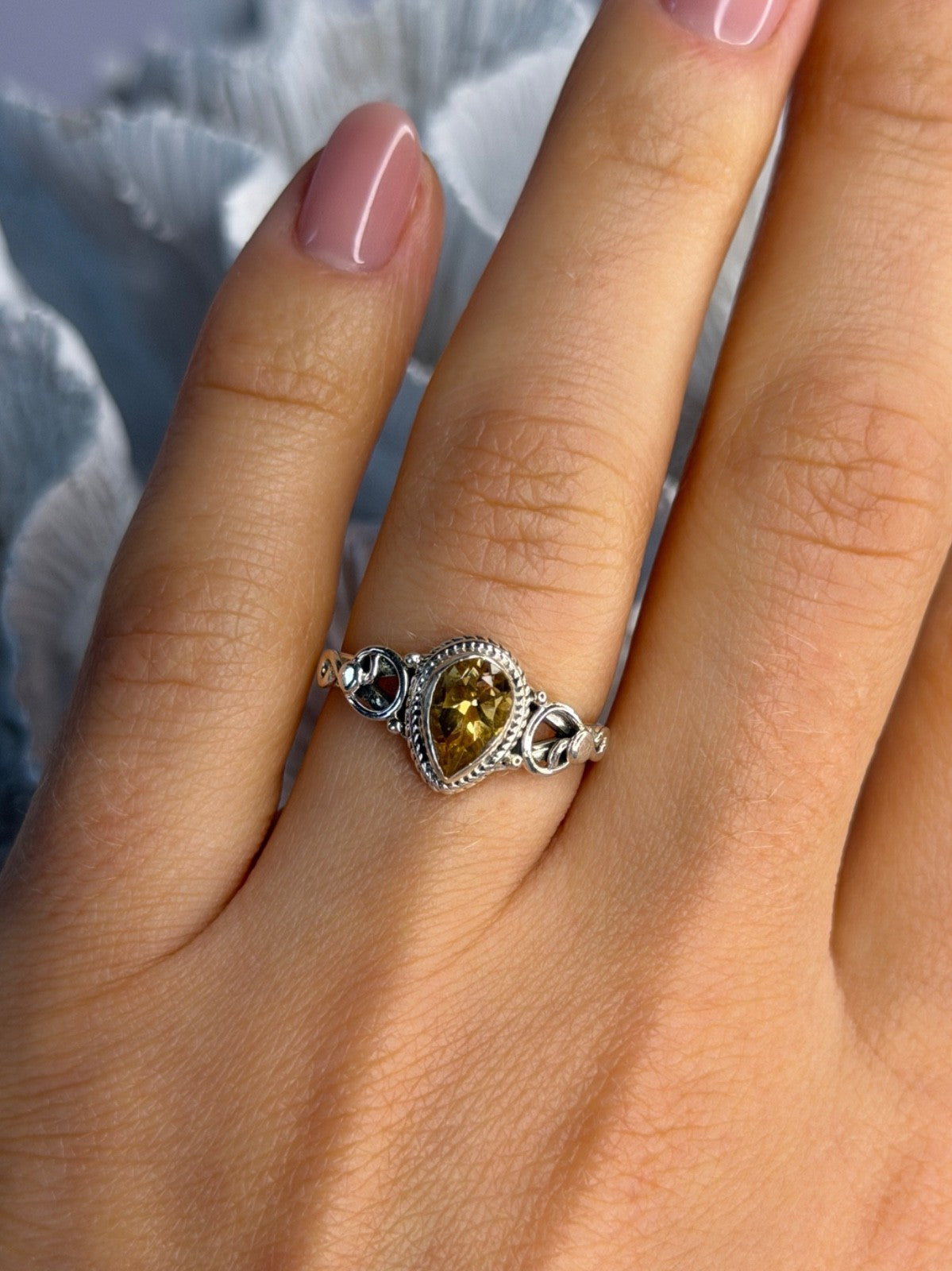 925 Sterling Silver Citrine Ring Size 7