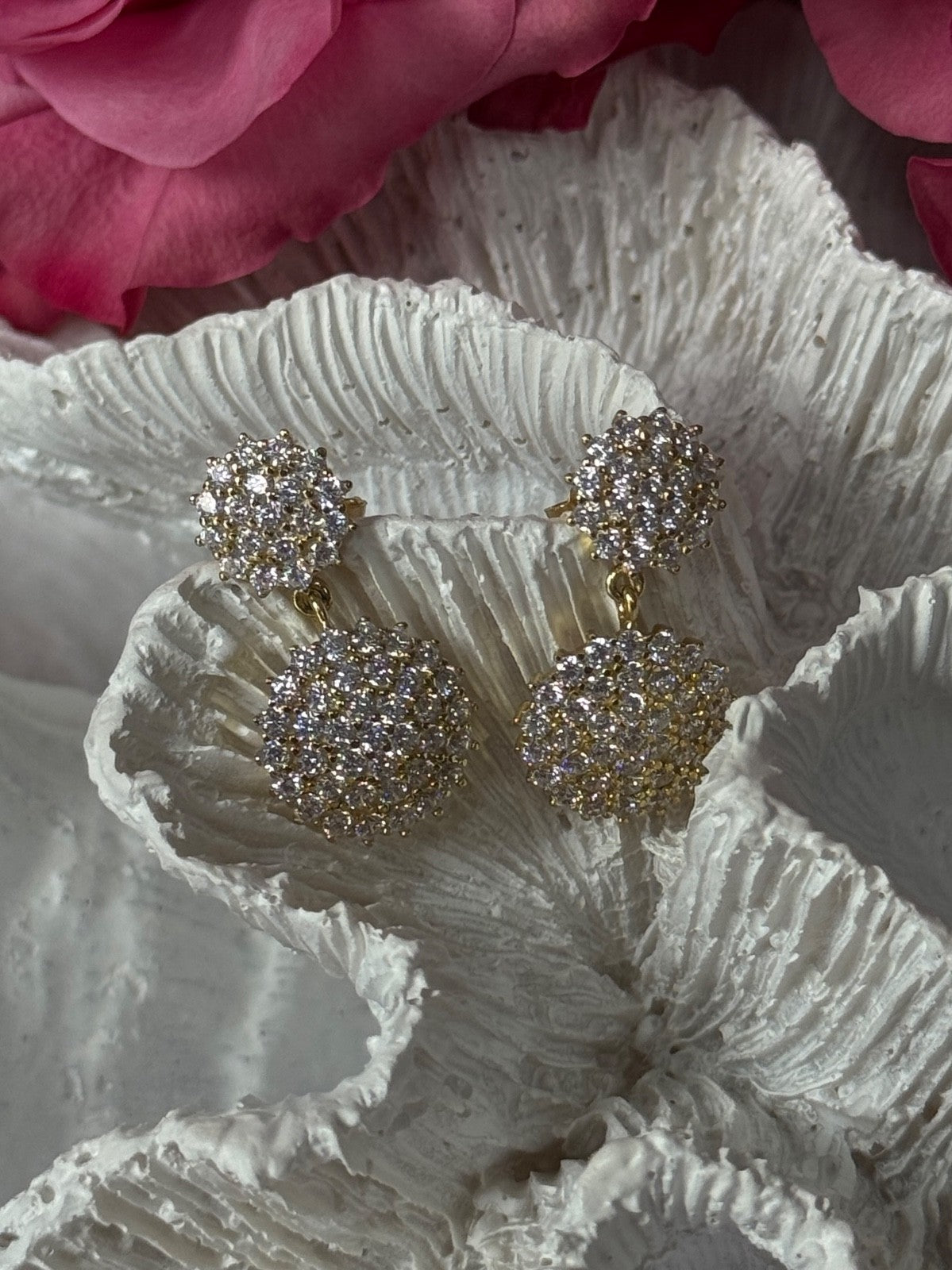 925 Sterling Gold Plated Cz Silver Earrings Length 1 inch
