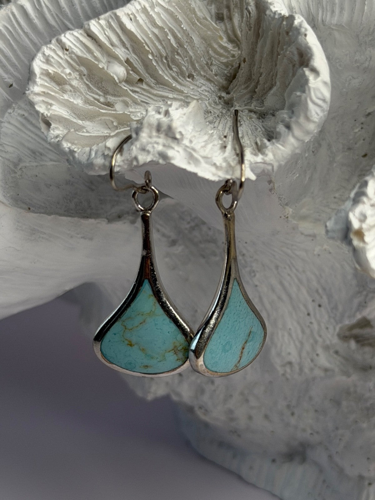925 Sterling Silver Turquoise Earrings Length 1.40 Inch