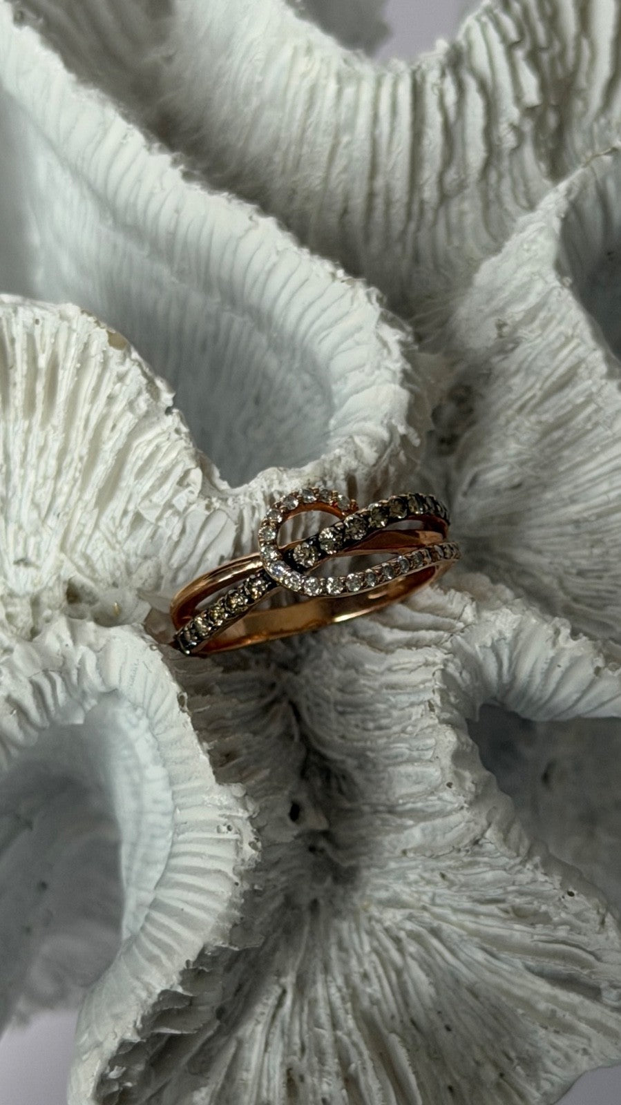 Le Vian 14K Rose Gold Chocolate & White Diamonds 0.50 cts Ring Size 6.5